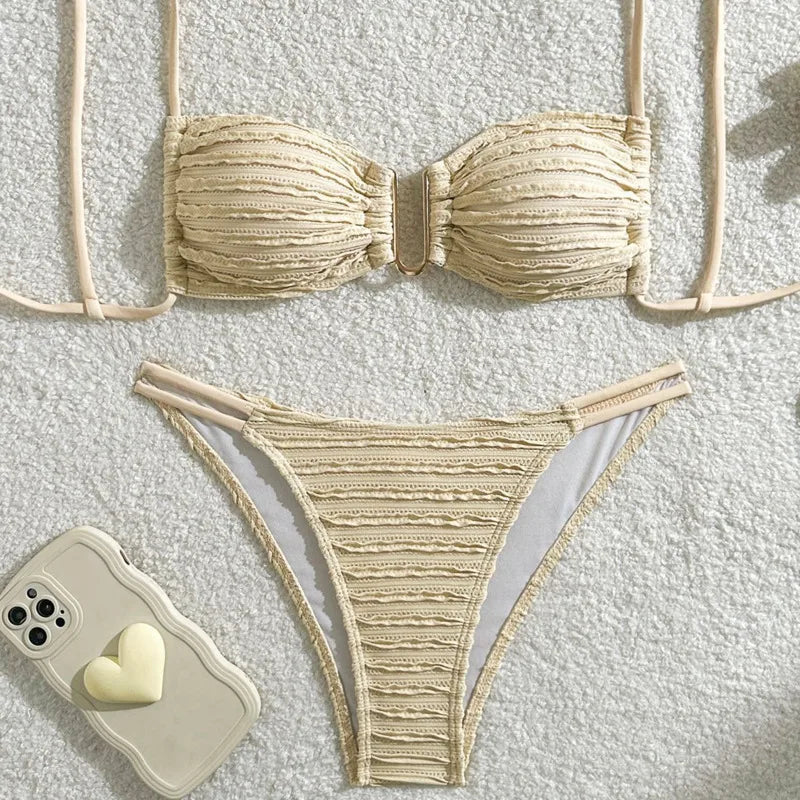 Gestreifter Bikini-Set für Damen – Sexy Bademode im brasilianischen Stil für Strand und Pool
