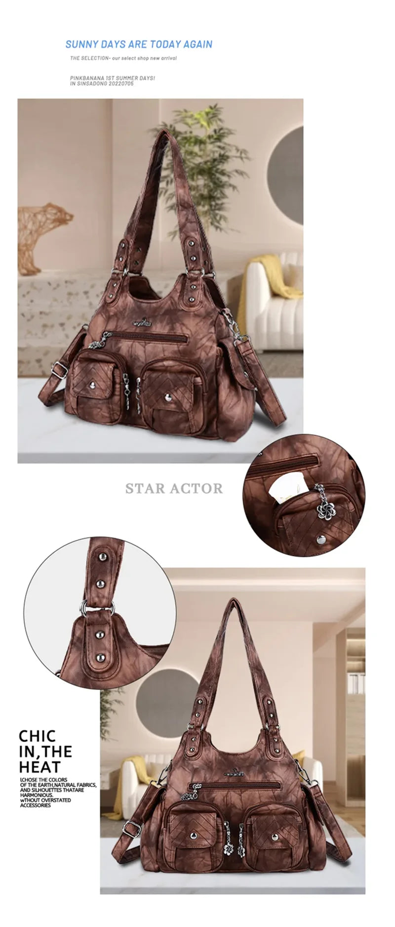 Damen-Handtasche Mit Viel Stauraum Und Mehrfachfächern Aus PU-Leder Für Alltag Und Freizeit