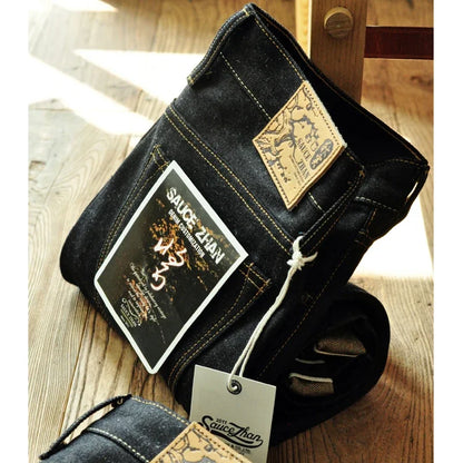 Herren Jeans aus Baumwolle und Leinen im Taper Fit mit 16,5 Unzen