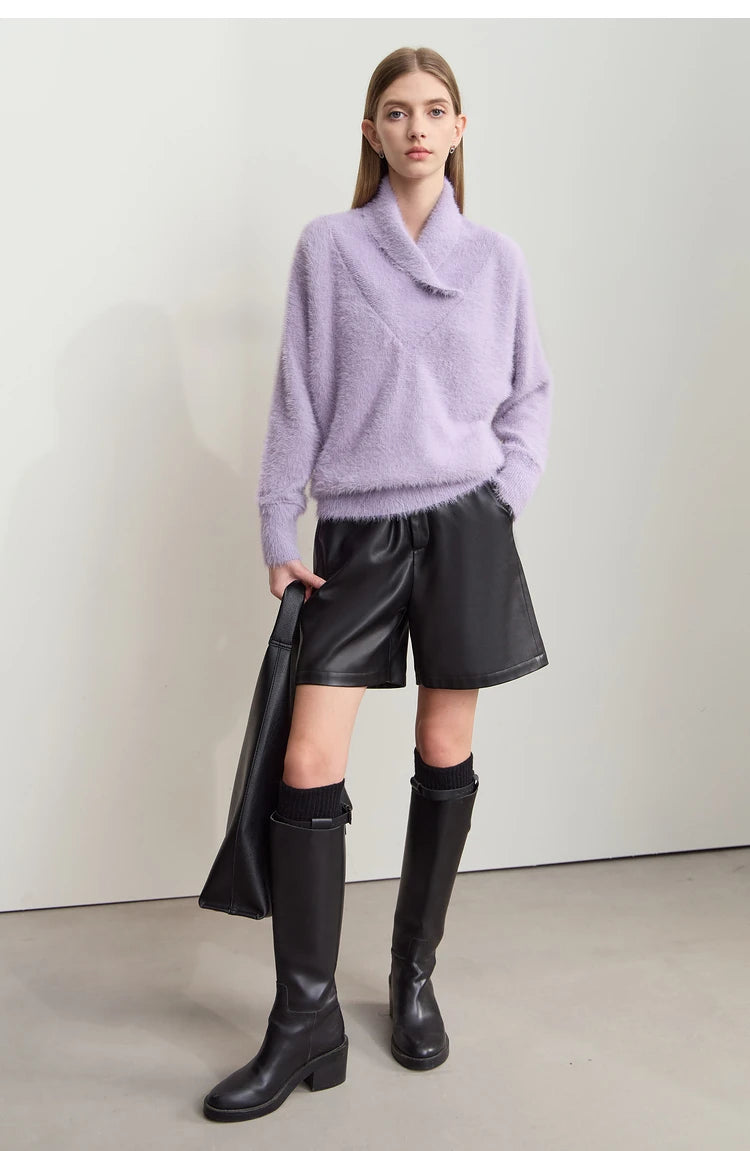 Damen-Rollkragenpullover locker Fledermausärmel Winter