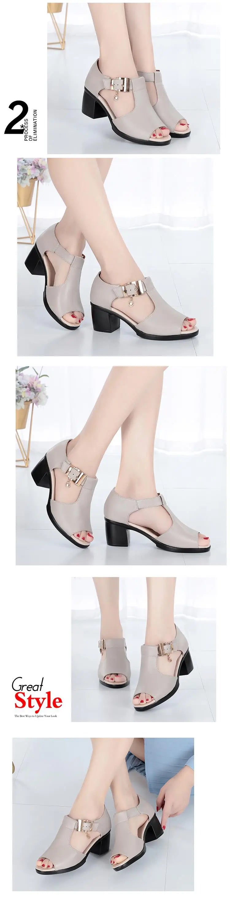 AIYUQI Frauen Sandalen Aus Echtem Leder 2024 Sommer Mode Stil Frau Sandalen Feste Beiläufige Prägnante Dame Med Ferse Schuhe Sandalen