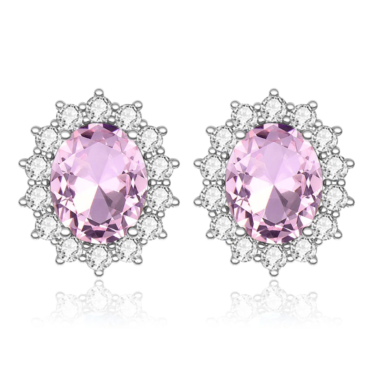 Damen-Ohrstecker Aquamarin Mit Diamanten Aus 925 Sterlingsilber Großes Edelstein-Duo