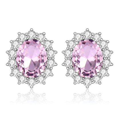 Damen-Ohrstecker Aquamarin Mit Diamanten Aus 925 Sterlingsilber Großes Edelstein-Duo