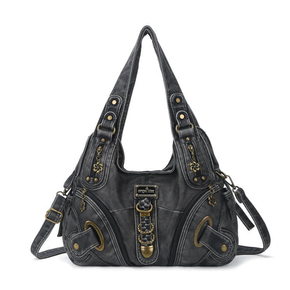 Damen-Schultertasche Großes Vintage-Tote mit Top-Handle und Großem Fassungsvermögen für Alltag