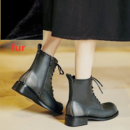 Damen Stiefeletten im Retro-Stil mit rutschfester Sohle und niedrigem Absatz