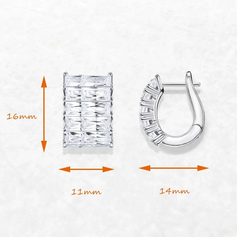 Damen-Creolen weißer Zirkon Scharnier glamourös II aus Sterlingsilber