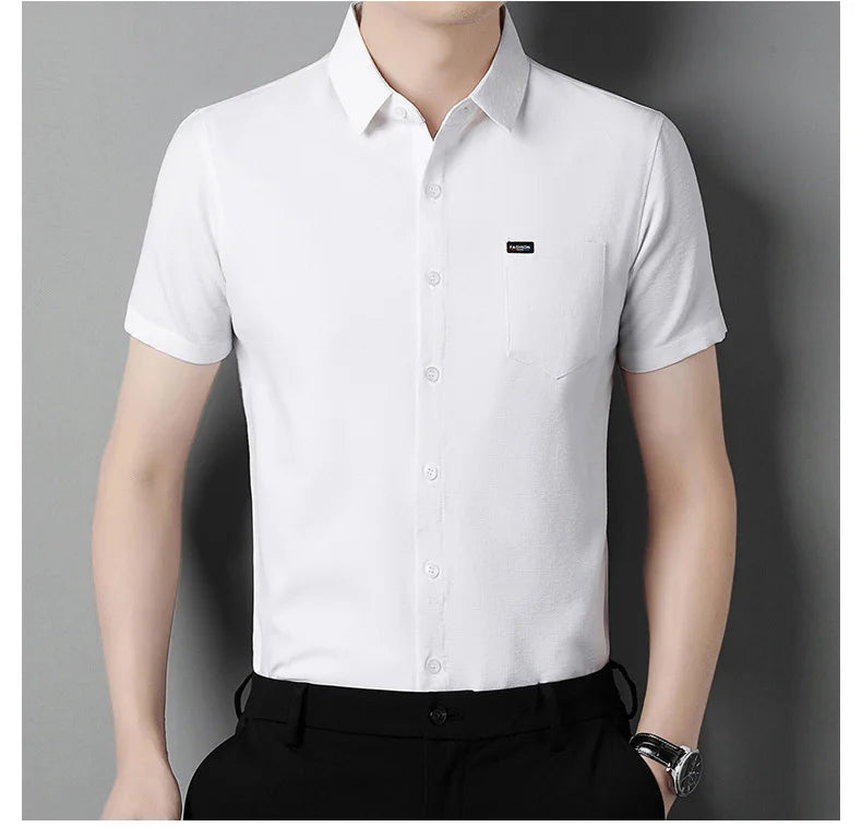 Sommerliches Herren-Kurzarmshirt in Unifarbe – modisches, lässiges Cardigan-Hemd für Jugendliche