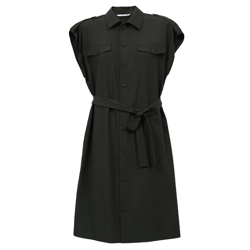 Elegantes Damenkleid Mit Kragen Und Gürtel Für Büro Und Freizeit