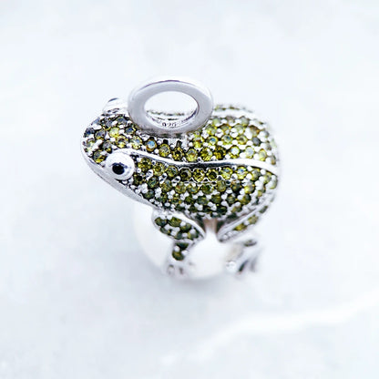 Damen-Charm-Anhaenger Frosch mit Perle aus Sterlingsilber