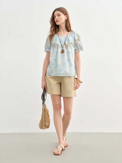 Kurzärmeliges T-Shirt im minimalistischen Stil mit Buchstabenstickerei – vielseitiges, lässiges Modeoberteil für den Sommer