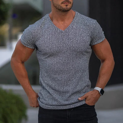 Modisches Herren-Casual-T-Shirt mit Streifen und Rundhalsausschnitt – ideal für den Sommer