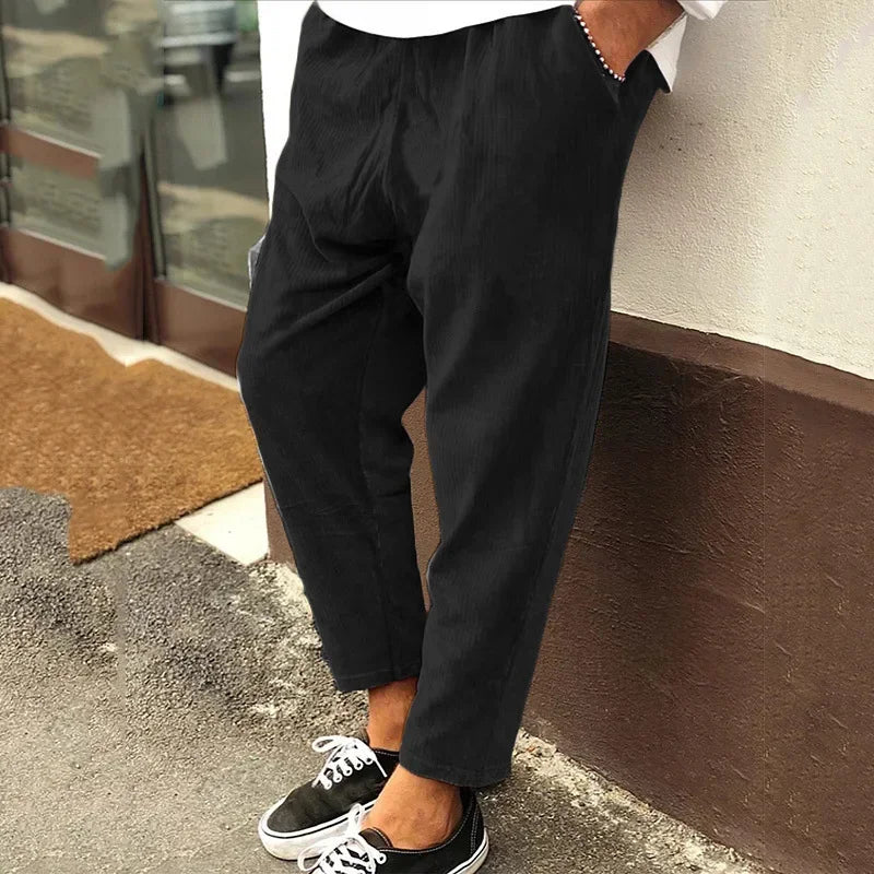 Leichte Herren-Eis-Seidenhose mit elastischem Bund – lockere, gerade Freizeithose für Sport und Alltag