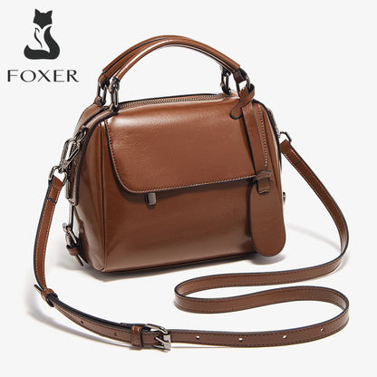 Damen Handtasche aus Spaltleder im Retro-Luxus-Design als Umhängetasche