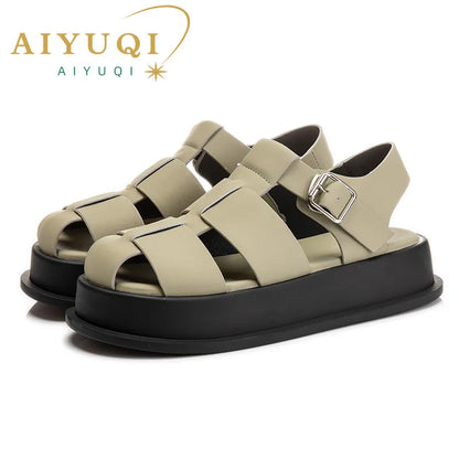 AIYUQI Women's Sandals Closed toe 2025 Summer New Women Roman Sandals Leisure Thick Soled Fashion Woven Women's Shoes Sandals