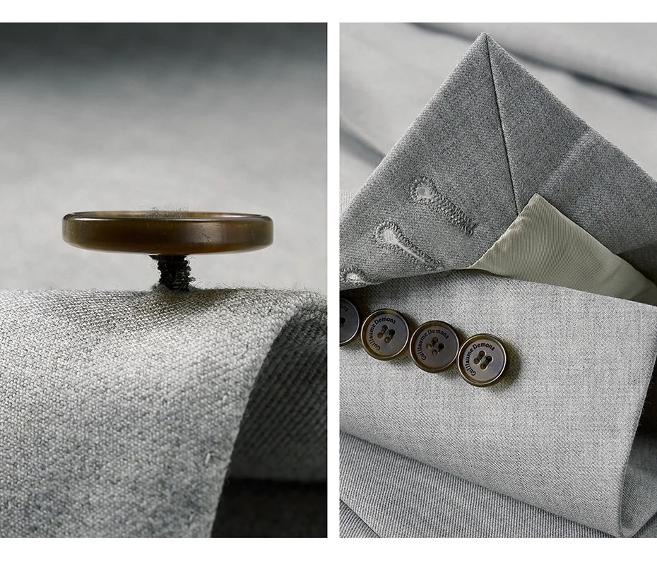 Eleganter Herrenanzug aus 60% Wolle in Hellgrau – Slim Fit Blazer und Hose für Hochzeiten und festliche Anlässe