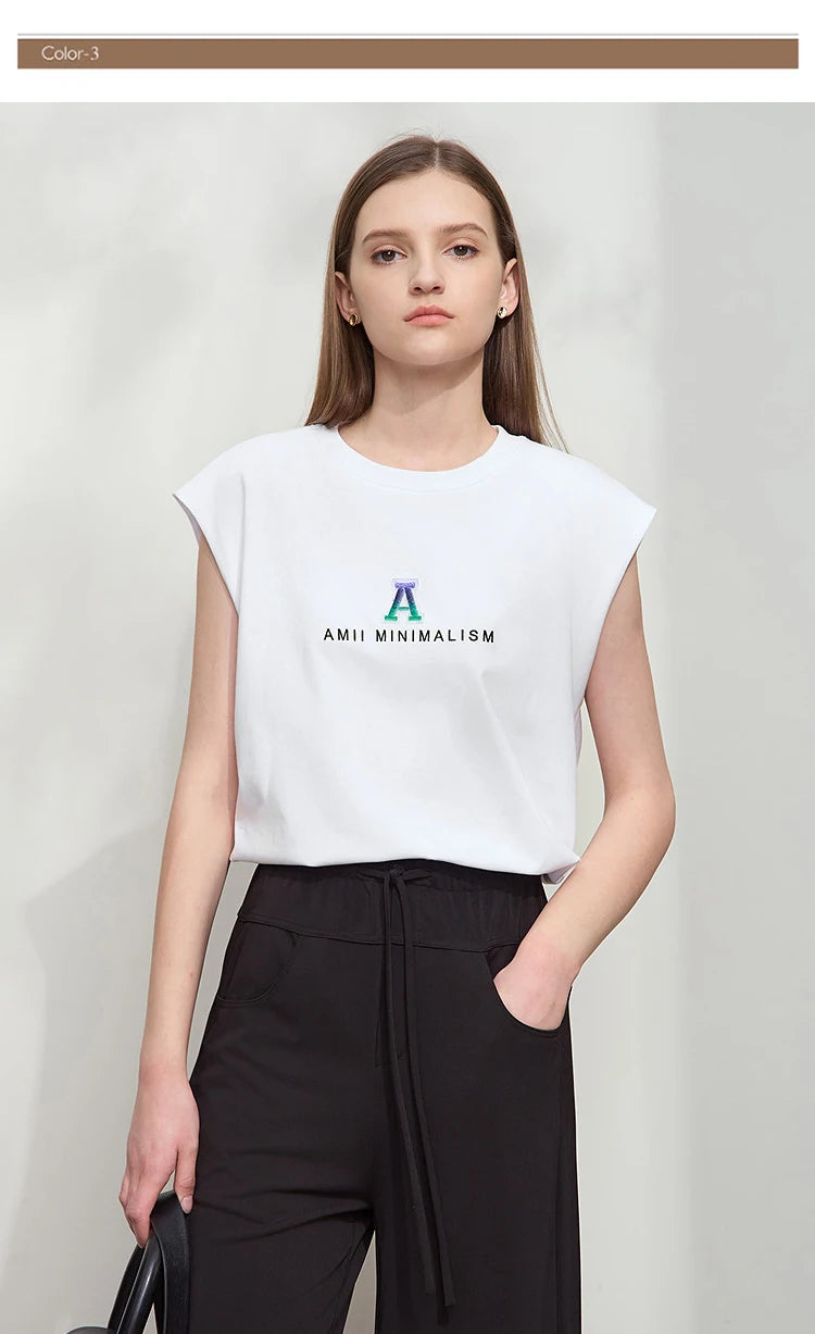 Damen T-Shirt mit Rundhalsausschnitt und besticktem lockeren Design für den Sommer