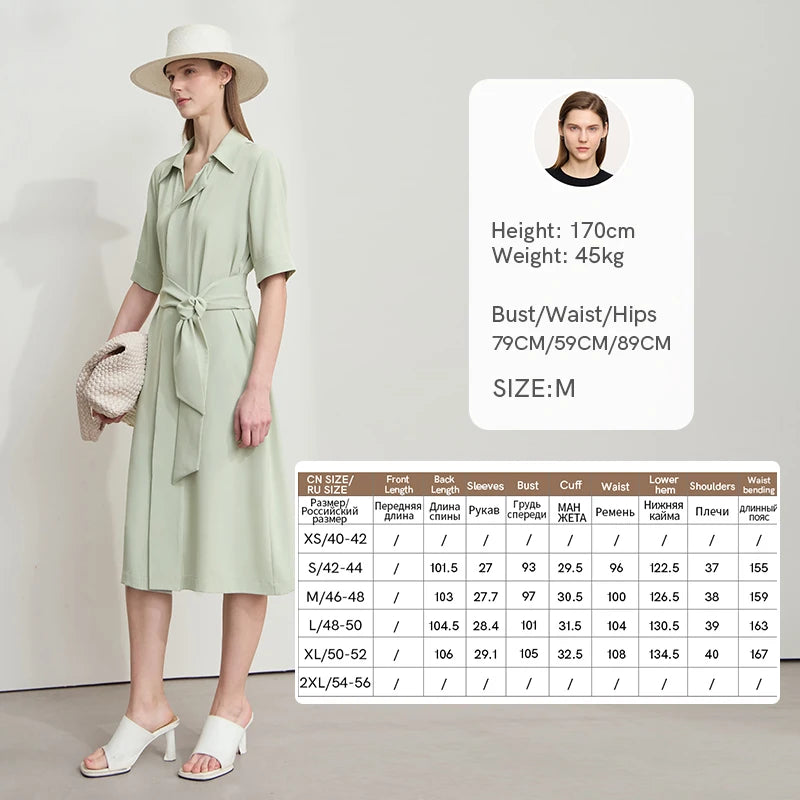Damen Hemdkleid Mit Gürtel Elastisch Komfort Büro Elegant
