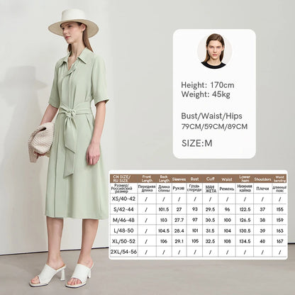 Damen Hemdkleid Mit Gürtel Elastisch Komfort Büro Elegant