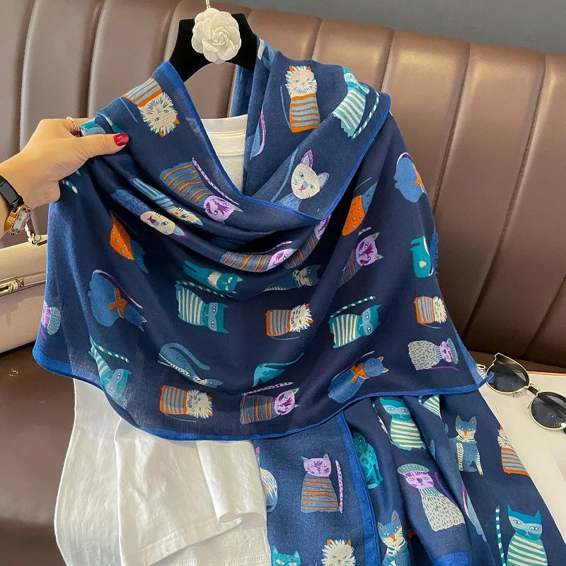 Damen Baumwollschal Tierprint Hijab weich Foulard Pashmina Bandana Kopftuch