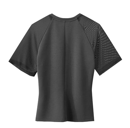 Damen Top im minimalistischen Stil mit O-Ausschnitt und schmaler Passform