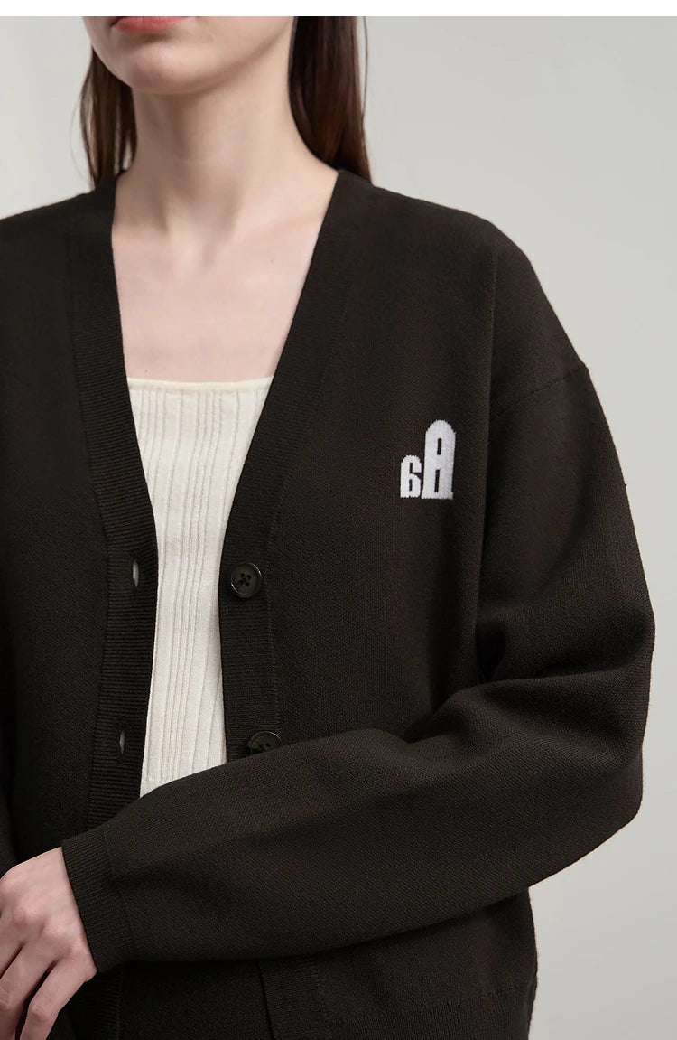 Damen-Strickjacke V-Ausschnitt Raglan einreihig locker vielseitig Herbst