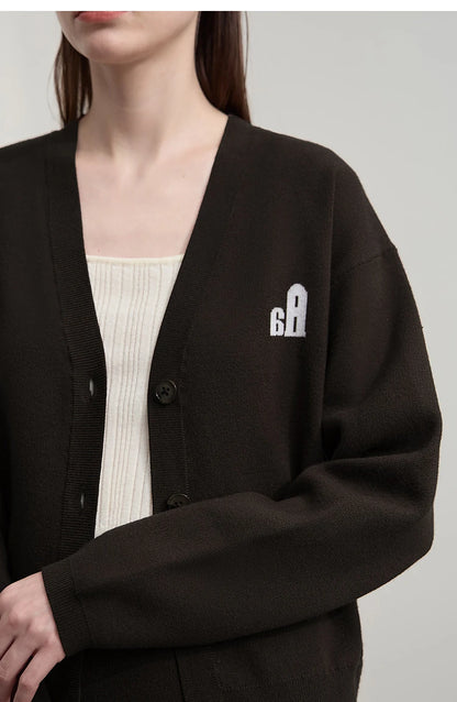 Damen-Strickjacke V-Ausschnitt Raglan einreihig locker vielseitig Herbst