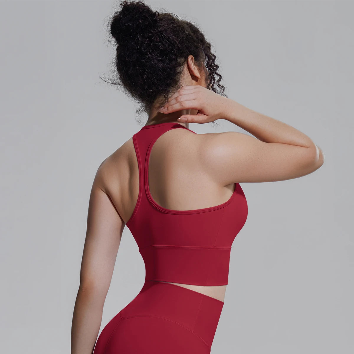 Damen Yoga-Top, ärmellos, roter Rücken mit Racerback und Cut-out