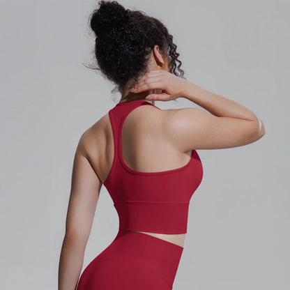 Damen Yoga-Top, ärmellos, roter Rücken mit Racerback und Cut-out