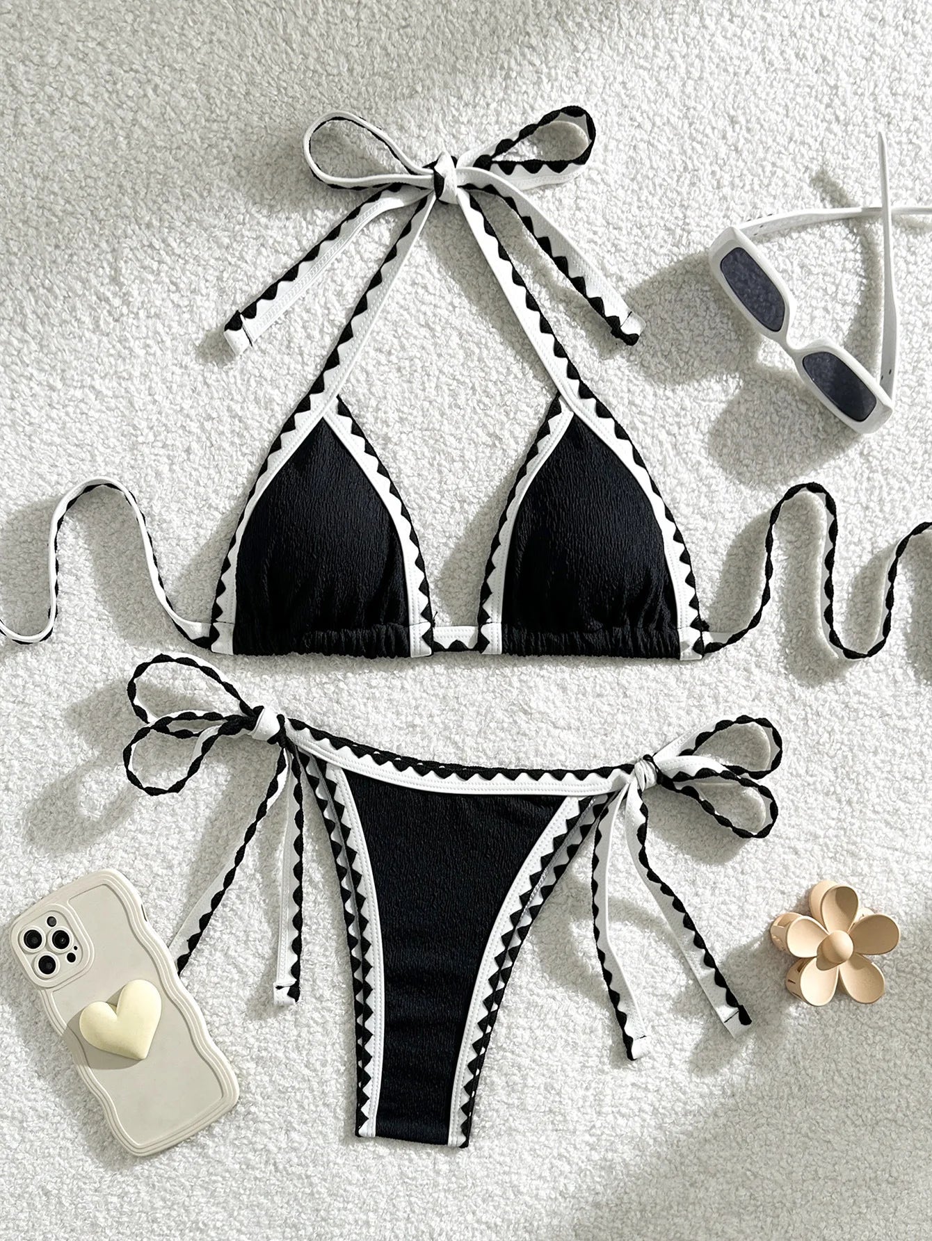 Verführerisches Damen-Bikini-Set in Unifarben – ideal für Strand und Pool