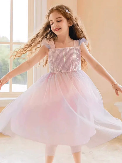 Sommerkleid für Mädchen in Farbverlauf Pink, festlich für Geburtstag oder Hochzeit, Größen 110-170 cm, Alter 3-14 Jahre