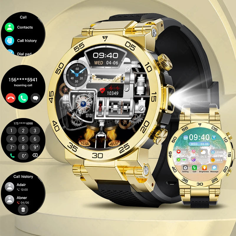 LIGE 2025 Neue Taschenlampe Smartwatch Wasserdicht 100 + Sport Herzfrequenz Blut Sauerstoff BT Anruf Outdoor Smart Uhr Für Android iOS