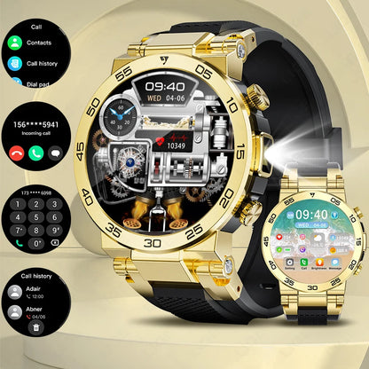 LIGE 2025 Neue Taschenlampe Smartwatch Wasserdicht 100 + Sport Herzfrequenz Blut Sauerstoff BT Anruf Outdoor Smart Uhr Für Android iOS