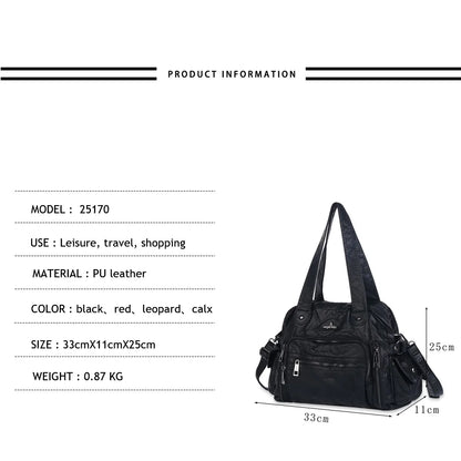 Damen-Satchel-Tasche Leopardenmuster, Top-Handle Innenfach mit Reißverschluss und viel Stauraum