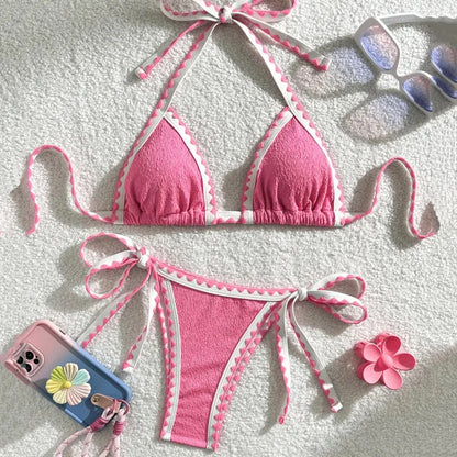 Verführerisches Damen-Bikini-Set in Unifarben – ideal für Strand und Pool
