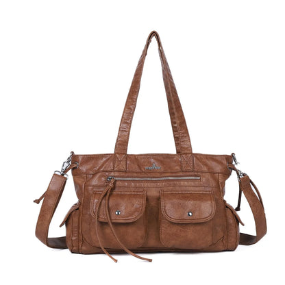 Damen-Schultertasche Mit Mehrfachtaschen Und Handyfach Im Vintage-Stil Alltagsbegleiter