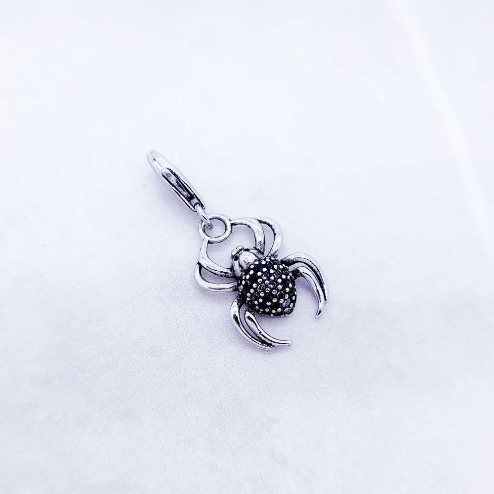 Damen-Charm-Anhänger Spinne Natur Vintage aus Sterlingsilber