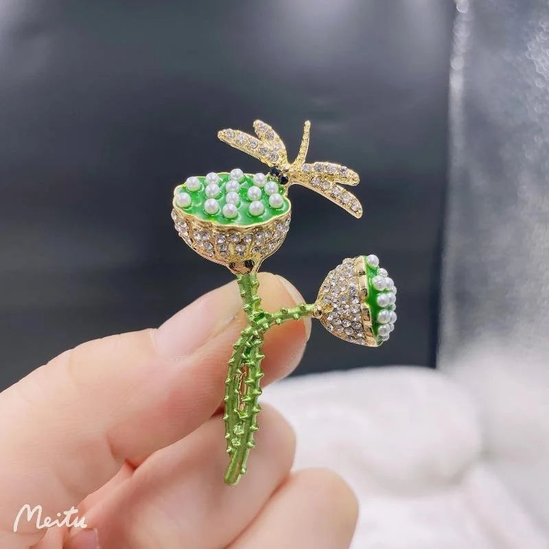 Brosche Blume Emaille Strass Anstecknadel vielseitig Damen