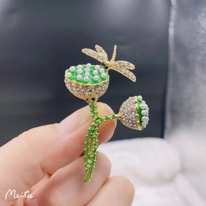 Brosche Blume Emaille Strass Anstecknadel vielseitig Damen