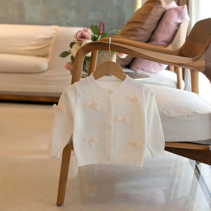 Mädchen Strickjacke im Farbblock mit niedlichem Bogen für Kinder 0-4 Jahre