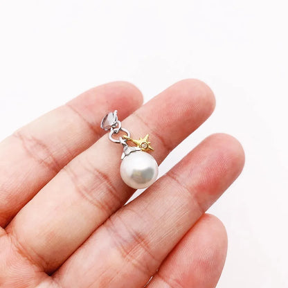 Damen-Charm-Anhänger Kleeblatt Perle handgemacht Glück aus Sterlingsilber