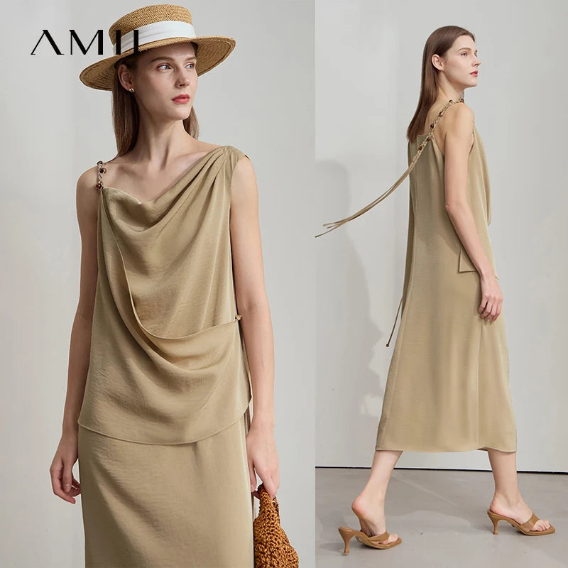 Elegantes Traegerkleid Fur Damen Plissiert Mit Lockerem Sitz Und Modernem Stil