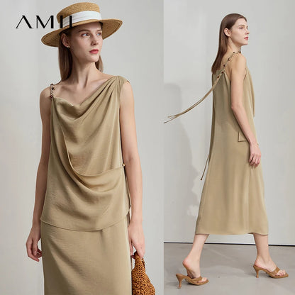 Elegantes Traegerkleid Fur Damen Plissiert Mit Lockerem Sitz Und Modernem Stil