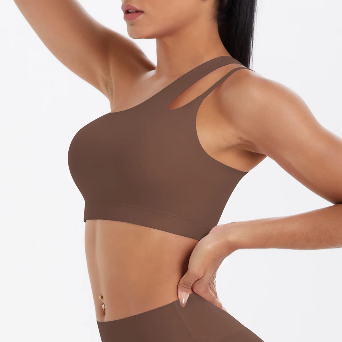 Damen-Yoga-BH mit Brustpolster, Racerback-Optik, braun