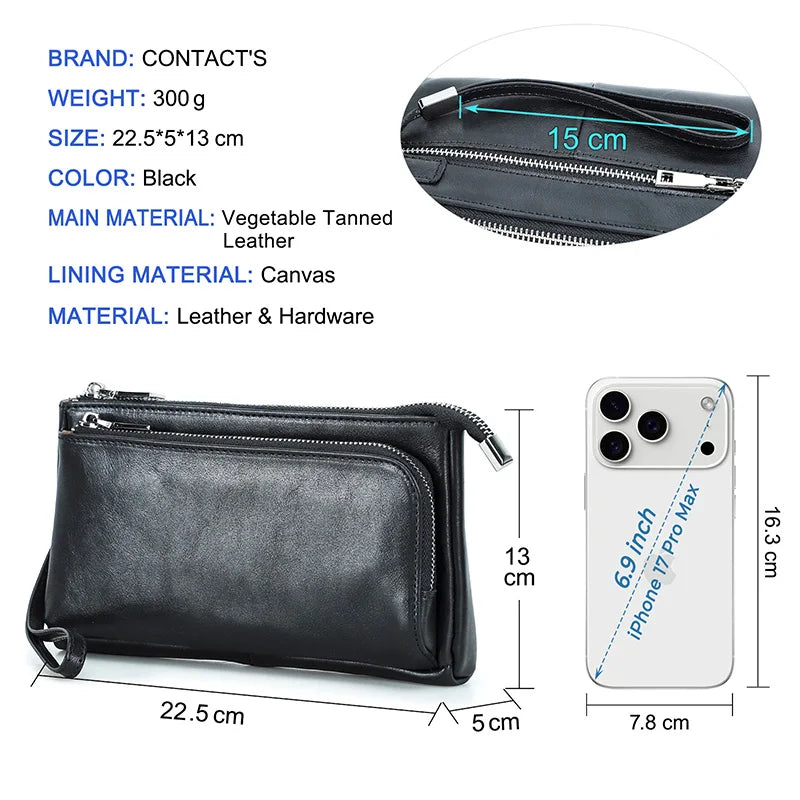 Schwarze Lederhandtasche mit Reißverschluss und Fronttasche, Umhängeriemen
