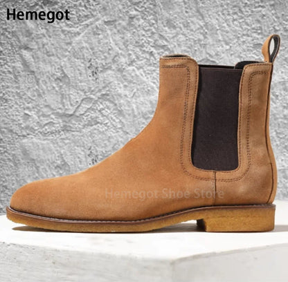 Herren-Chelsea-Boot aus Wildleder, braun, mit elastischem Seiteneinsatz
