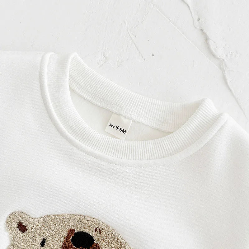 Unisex Baby Outfit Set mit Nette Bär Fleece Hoodie und Hosen