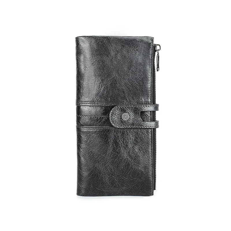 Herren Echtleder Lange Geldbörse Vintage 13 Fächer Kartenhalter Fotohalter Reise