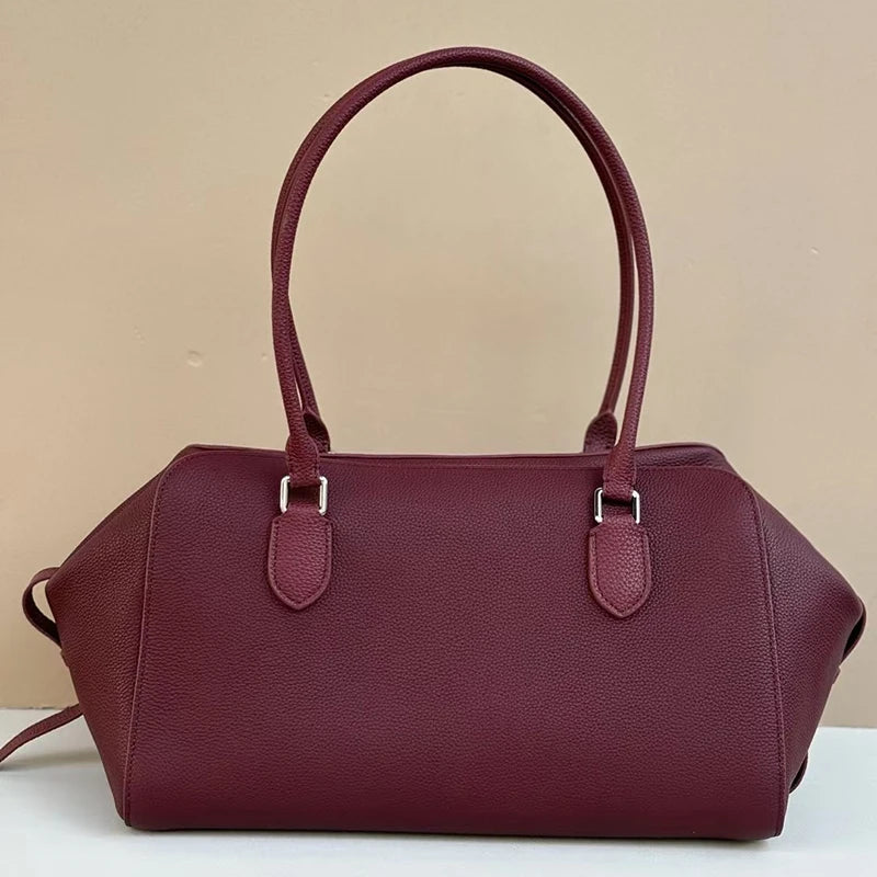 Top-Handle-Tasche aus Oberleder | Große Kapazität, Arbeitsbegleiter
