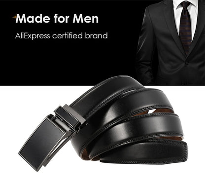 VATLY Ledergürtel Herren 3cm Metall-Automatik-Schnalle Lochlos Mode