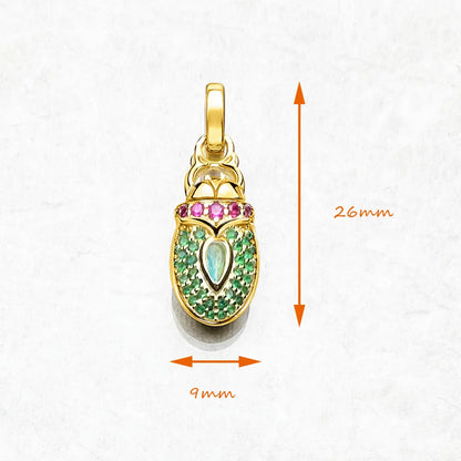 Damen-Charm-Anhänger Skarabäus Sonnenkäfer Vintage golden aus Sterlingsilber